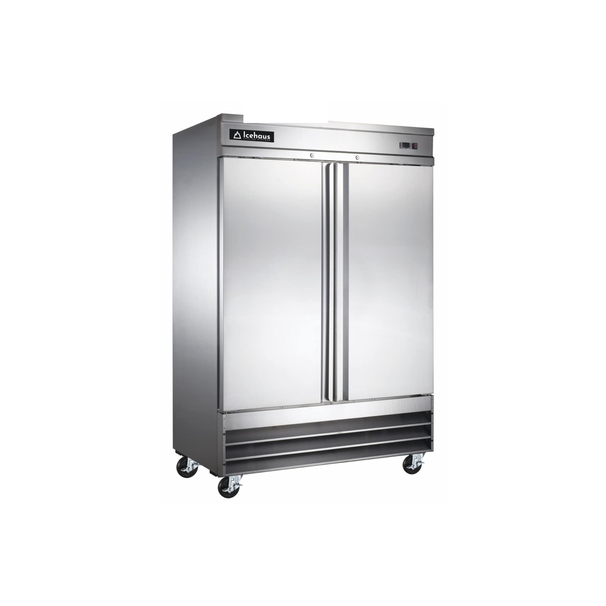 Icehaus RV-2PS-SS-01 Refrigerador Vertical 2 Puertas Sólidas Acero Inoxidable 47 Pies Cúbicos